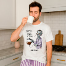 Camiseta de Café de Zumbi Engraçado com Humor Sarc