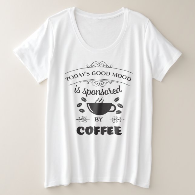 Camiseta de café em café, de uso feminino (Frente do Design)