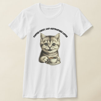 Camiseta de Café Gatinho Fofo - Camiseta de Amante