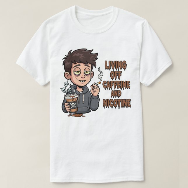 Camiseta de Cafeína e Nicotina (Frente do Design)