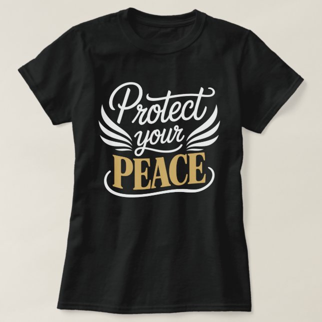 Camiseta de Caligrafia Proteger a Sua Paz (Frente do Design)