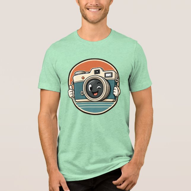 Camiseta de Câmera Vintage Sorridente (Frente)