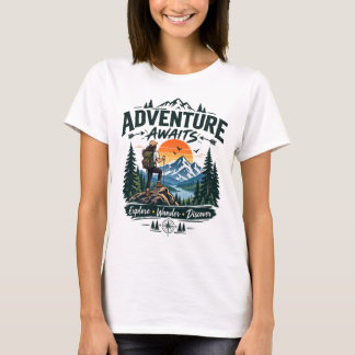 Camiseta de Caminhada na Montanha Aventura Espera