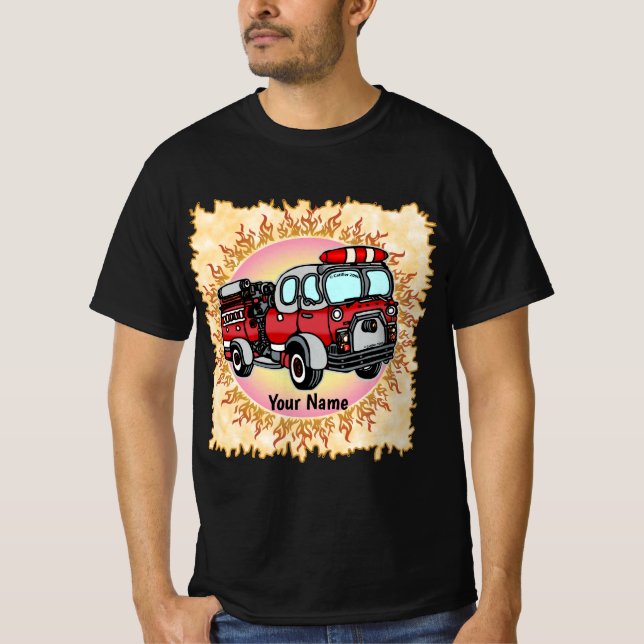 Camiseta de caminhão de bombeiros giro (Frente)