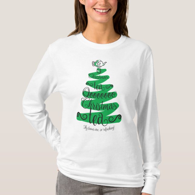 Camiseta De "camisa longa da Capa do chá do Natal O" (Frente)