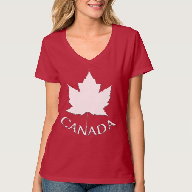 Camiseta de camiseta, moça do Canadá, de uso femin (Frente)