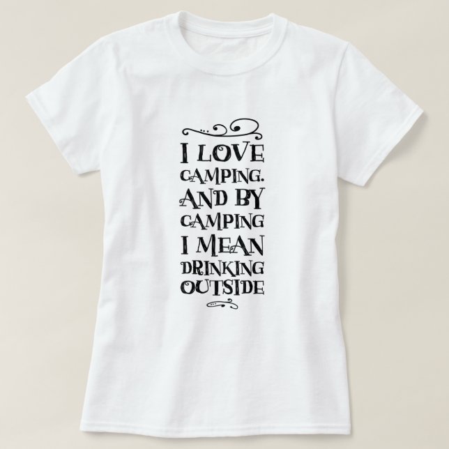 Camiseta de Camping e Bebida (Frente do Design)