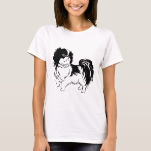 Camiseta de cão branca e preto adorável
