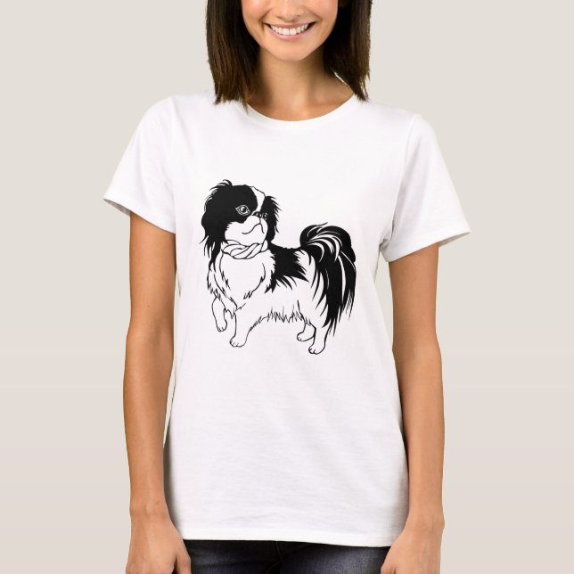 Camiseta de cão branca e preto adorável (Frente)
