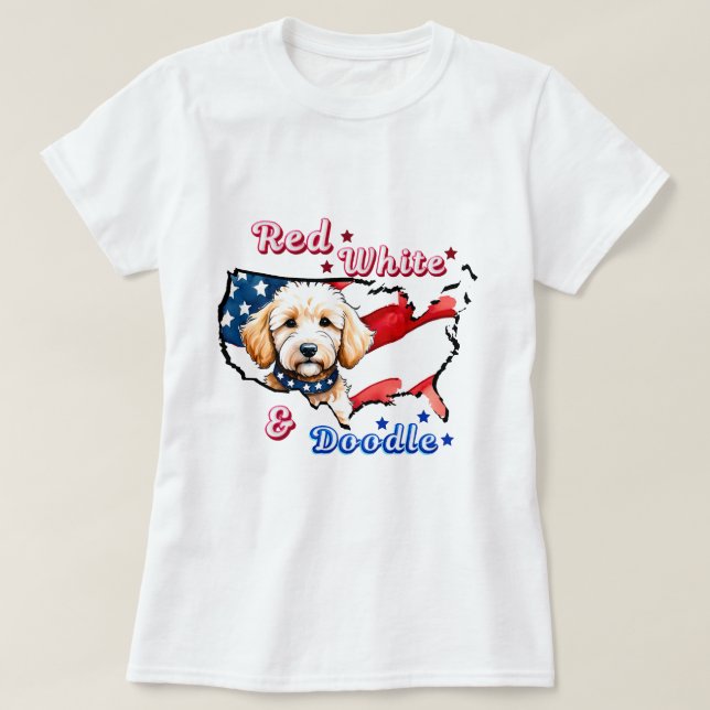 Camiseta de cão de Doodle Patriótica (Frente do Design)