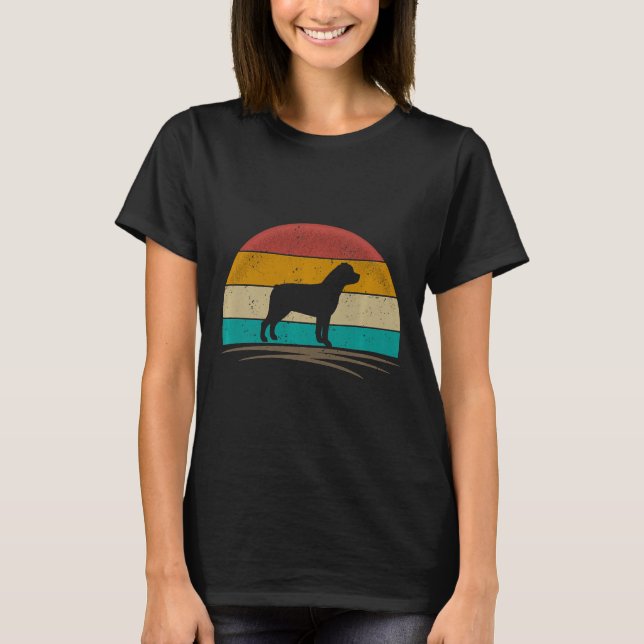 Camiseta de cão do Rottweiler - Voltagem 70s - Sil (Frente)