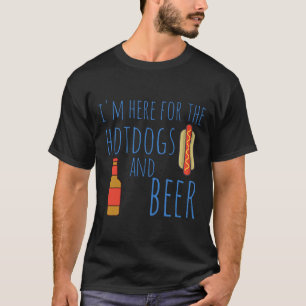 Camiseta de cão Engraçada Estou aqui para os Hotdo