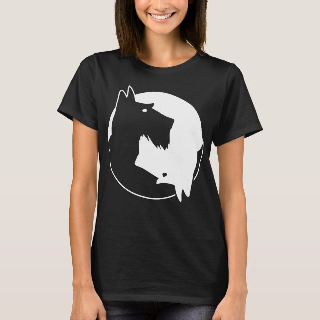 Camiseta de cão Legal Yin Yang - Cute Scottish Ter (Frente)