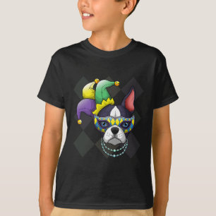 Camiseta de cão Mardi Gras Engraçado Boston Terr