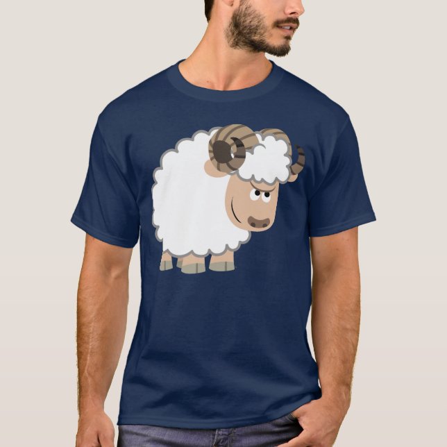 Camiseta de Carneiro de Desenho Animado Fofo e Con (Frente)