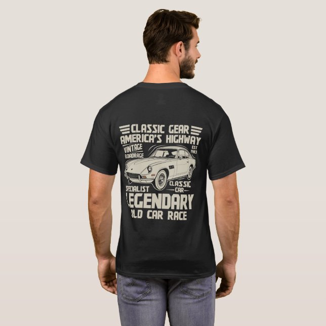 Camiseta de Carro Clássico Lendário | Corrida de E (Parte Traseira Completa)