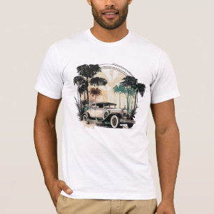 Camiseta de Carro Clássico Vintage com Palmeiras T
