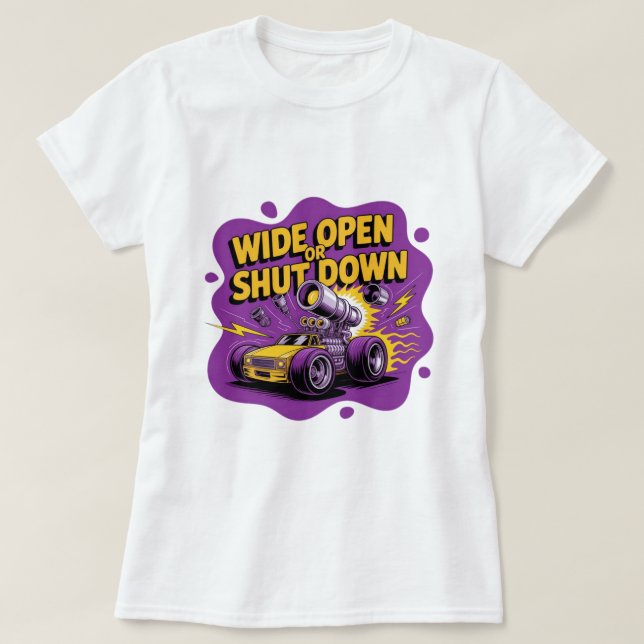 Camiseta de Carro de Corrida de Arrastaça Engraçad (Frente do Design)