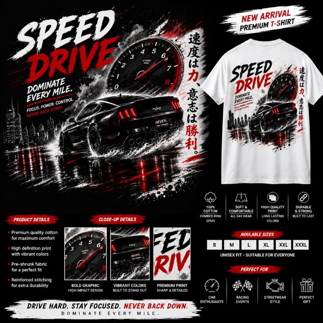 Camiseta de Carro de Corrida Speed Drive – camiset (Criador carregado)