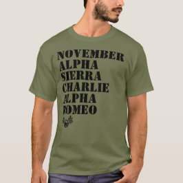 Camiseta de Carros de Estoque de Alfabetos Militar
