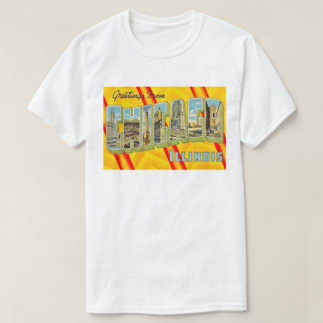 Camiseta de cartão-postal retrô de Chicago (Frente do Design)