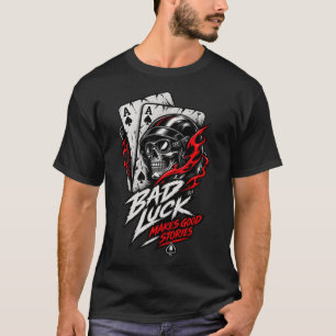 Camiseta de Cartas de Poker de Motoqueiro com Cave