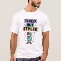 Camiseta De Cartoon Cansada Mas Estileta - Engraça
