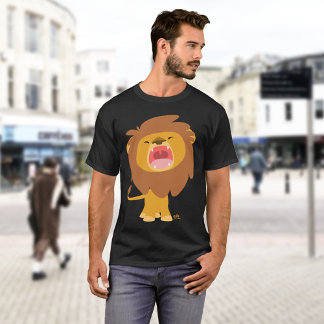 Camiseta de Cartoon de Leão Corajoso