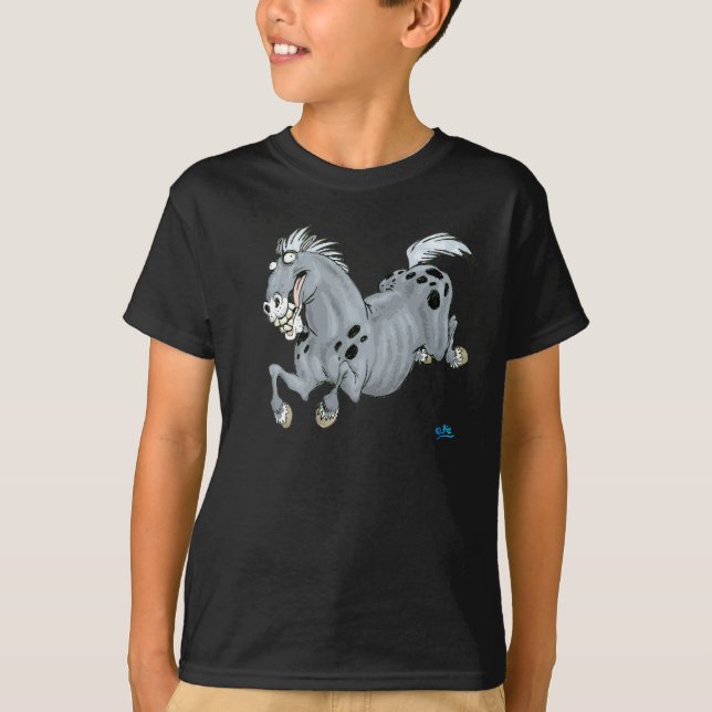 Camiseta de Cartoon Louca Crianças de Cavalo (Frente)