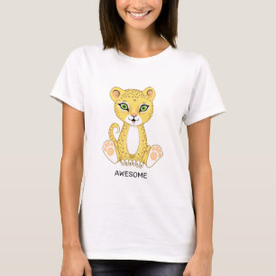 Camiseta de Cartoon Selvagem Jovem-Leopardo