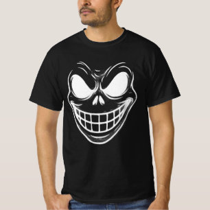 Camiseta de Cartoons com Rosto Assustador e Arte-S