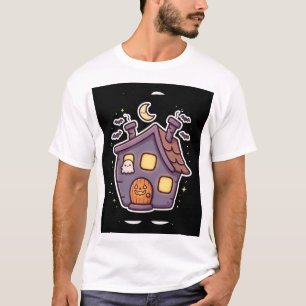 Camiseta de Casa Assombrada Fofa com Janelas Brilh