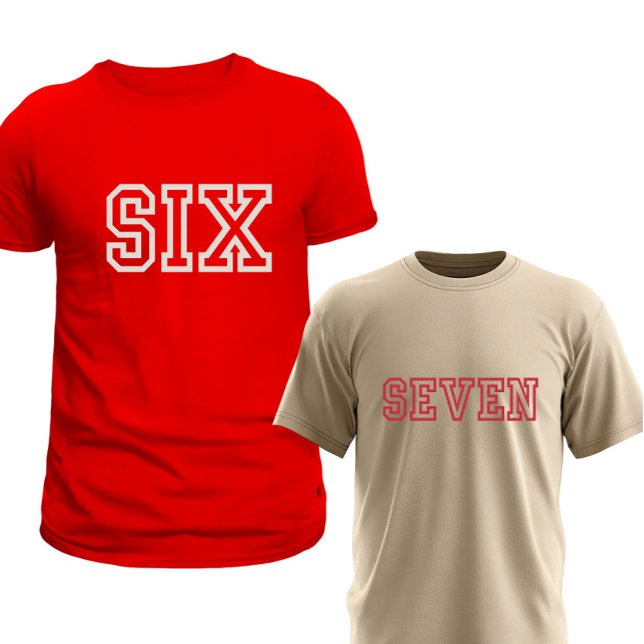 Camiseta de Casal com Fonte Seis e Sete Correspond (Criador carregado)