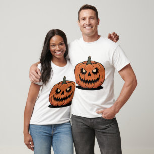 Camiseta de casal de abóbora fofa de Halloween