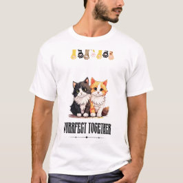 Camiseta de Casal de Gatos Fofos - Perfeitos Junto