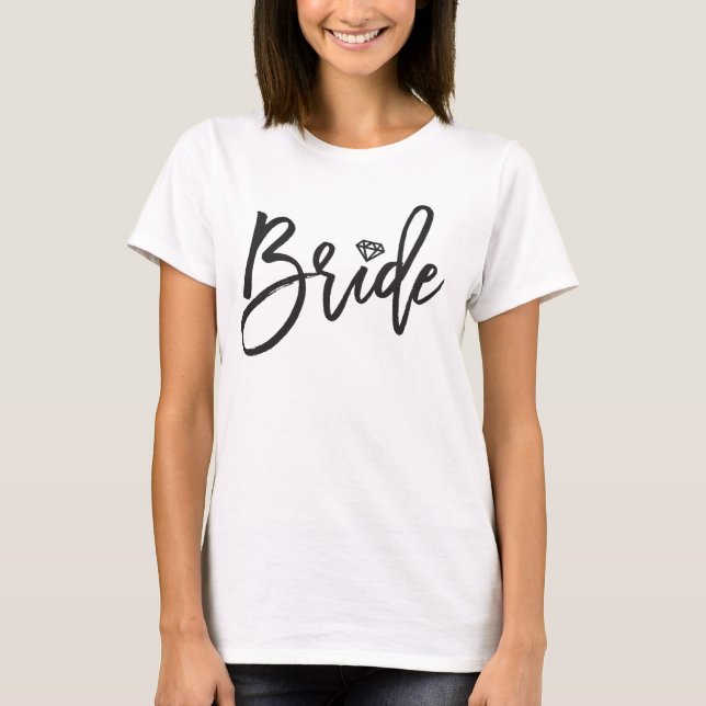 Camiseta de Casamento de Noiva Brush Diamond Brida (Frente)