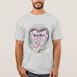 Camiseta de casamento do Coração em Ferradura<br><div class="desc">Camiseta de casamento "Coração de Ferradura", roupa de Casamento, t-shirts de Casamento, presentes de Casamento por ArtMuvz Illustration. Combinação de chá de panela de Casamento Personalizável, recepção, roupa de janto de ensaio.Possui um coração de aquarela com rosas e duas ferraduras de ferradura amarradas com fita. Celebre seu amor em estilo...</div>