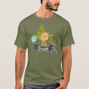 Camiseta de casamento do noivo de giz moderno aqua
