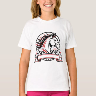 Camiseta de Cavalo de Corrida com Acentos Vermelho