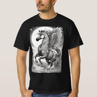 Camiseta de cavalo escamosa e branca
