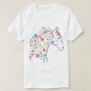 Camiseta de Cavalo Floral Colorida - Equino Artíst
