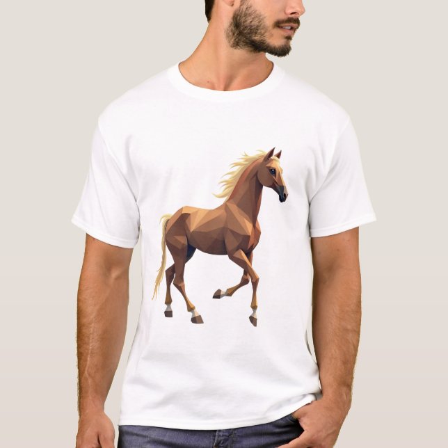 camiseta de cavalo geométrico (Frente)