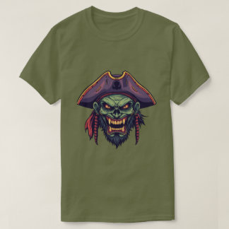 Camiseta de Caveira Pirata Zumbi Vintage Assustado