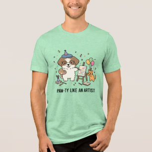 Camiseta de Celebração Artística Beagle e Gatinho