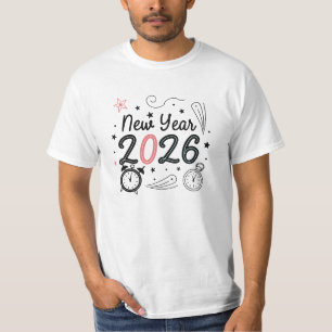 Camiseta de Celebração Feliz Ano Novo 2026 – Festi