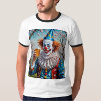 Camiseta de cerveja-palhaço assustadora para festa