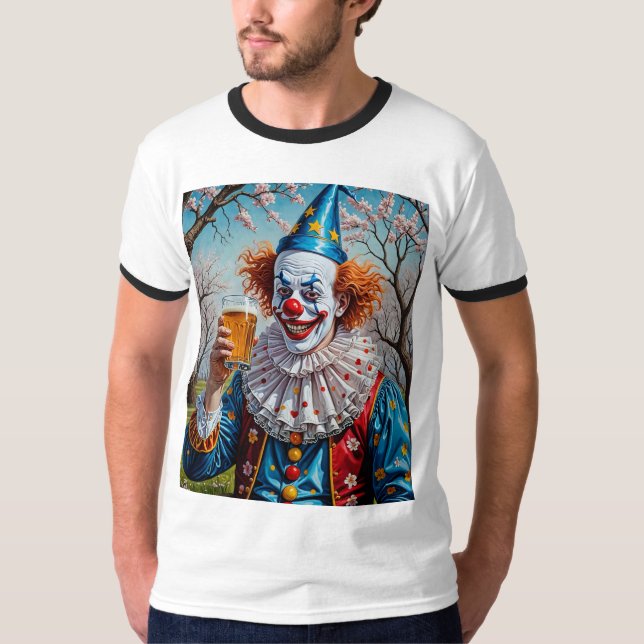 Camiseta de cerveja-palhaço assustadora para festa (Frente)