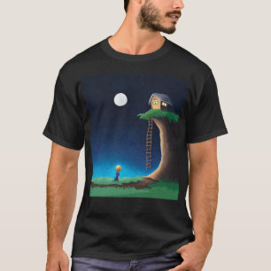 Camiseta de céu noturno com lua cheia