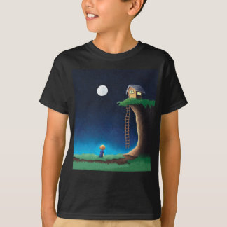 Camiseta de céu noturno com lua cheia