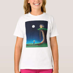 Camiseta de céu noturno com lua cheia